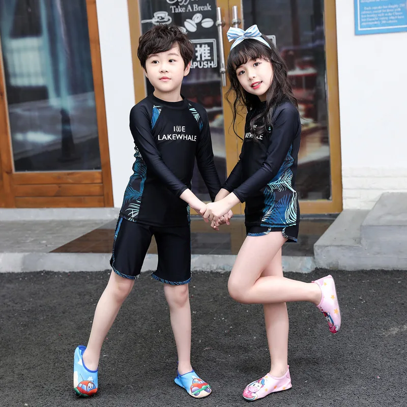 Детский костюм для дайвинга для девочек, пляжный купальный костюм с длинными рукавами для мальчиков, популярный весенний купальный костюм