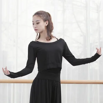 

New Style Girl Loose-Fit Modern Dance Clothes Modal Exercise Clothing With Cuff Opening Hole Yoga Clothes Long Sleeve top + Vest