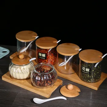 

Glass Seasoning Bottle Seasoning Jar Set Household MSG Oil Salt Shaker Condiment Ceramic Seasoning Box Kitchen Supplies Spice