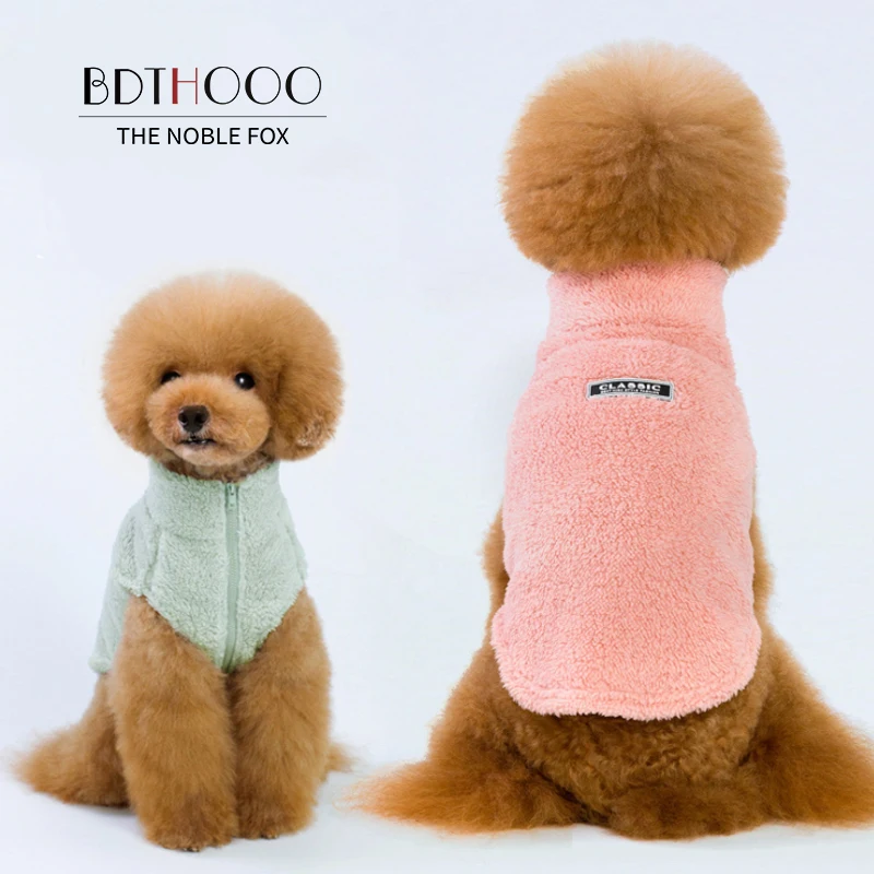 

BDTHOOO 100% Cotton Dog Clothes zipper multicolor pet sweater dog coat