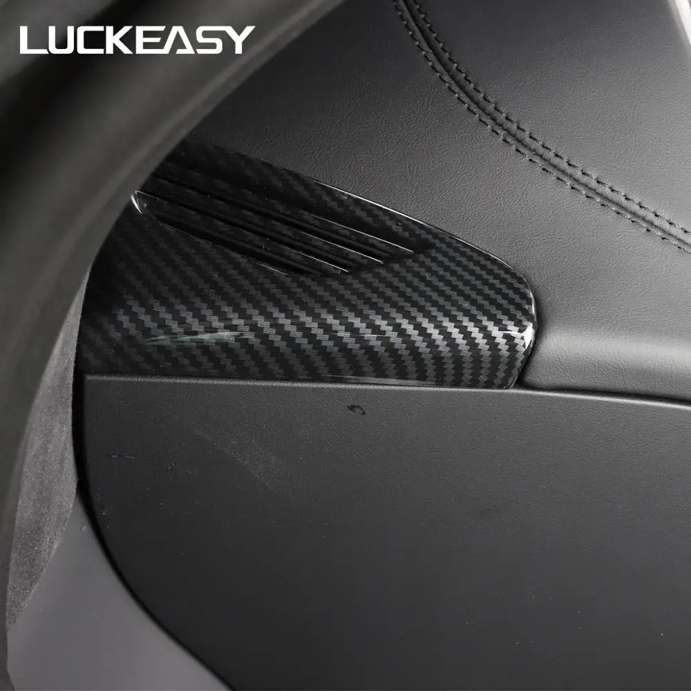 LUCKEASY приборной панели воздуха на выходе декоративные наклейки Патчи для Tesla модель X- имитация углеродного волокна 2 шт./компл
