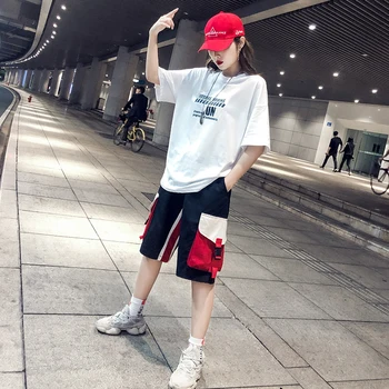 

Casual Sweatsuit Womens Two Piece Sets 2020 Summer Letter Matching 2PCS Set Top and Pants Female Short Sleeve Shirt Women Cloth