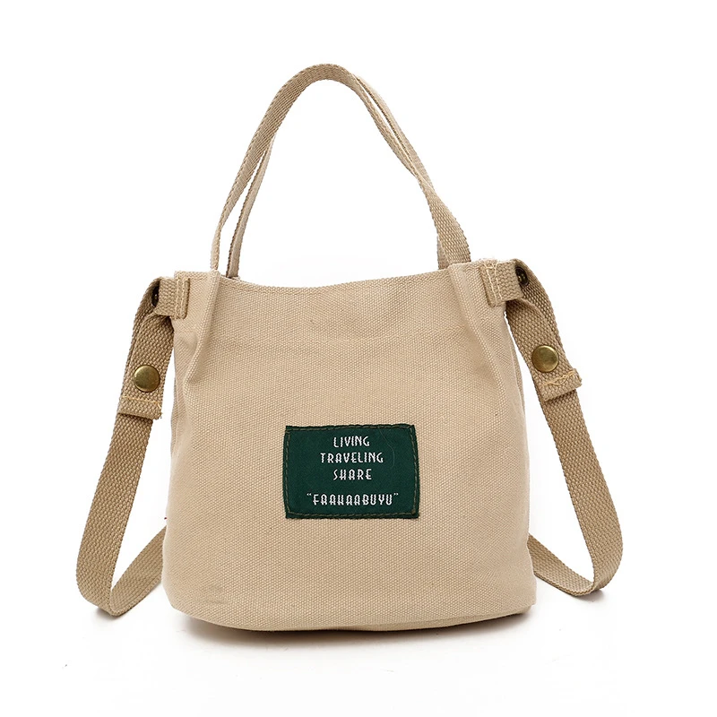 Vintage Canvas Handbags Corduroy Literary And Artistic Women'S Shoulder Bag Simple Solid Color Buckle Handbag Bucket Cloth Bag