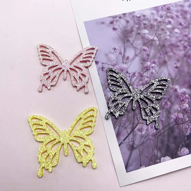 Sewing Pins Craft Supplies Chenille Craft Supplies Doll Handmade Accessories 10 Pcs Glitter Butterfly Christmas Decoration Felt Sewing Accessories Patch Hairpin Flower Material DIY Handwork Craft Supplies
