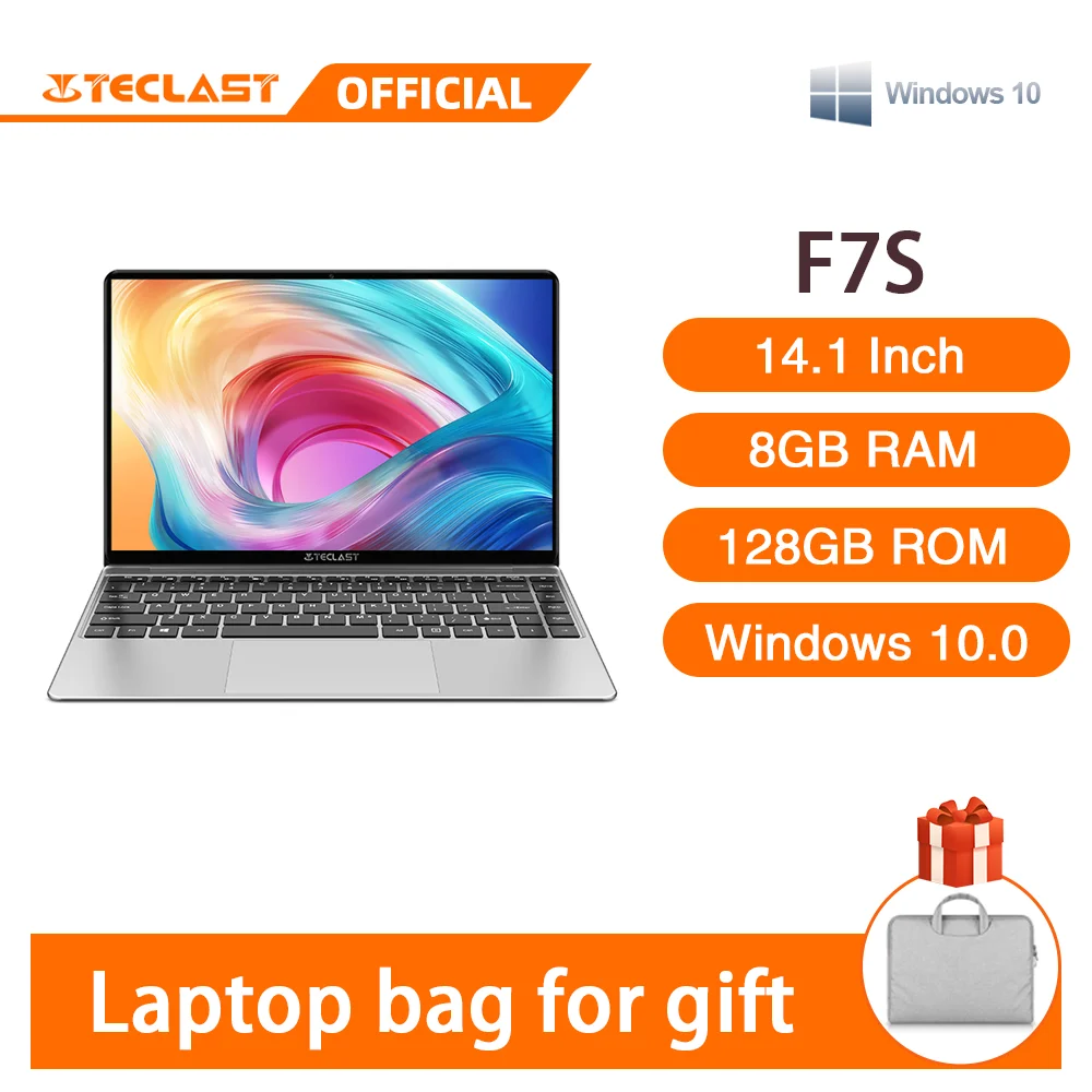 Computadoras portátiles Teclast F7S portátil de 14,1 pulgadas 8GB RAM 128GB eMMC Windows 10 OS Dual-banda WiFi Bluetooth