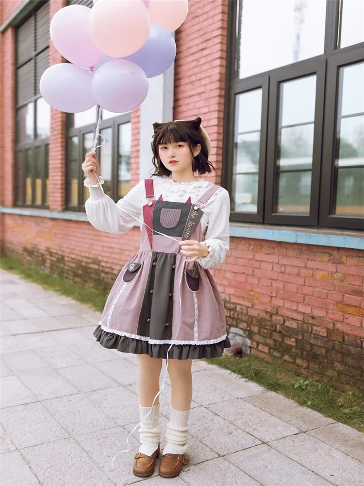 

Adjust Straps Lolita Jsk Dress Student Victorian Harajuku Lolitas Jsk Tea Party Kawaii Style Kawaii Sweety Girls Japanese Cute