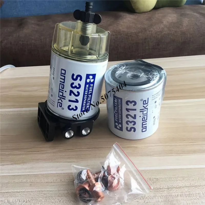 2Pcs Fuel Filter S3213 Assembly and S3213 Filter Element Diesel Fuel Water Separator Marine Engine Boat Outboard