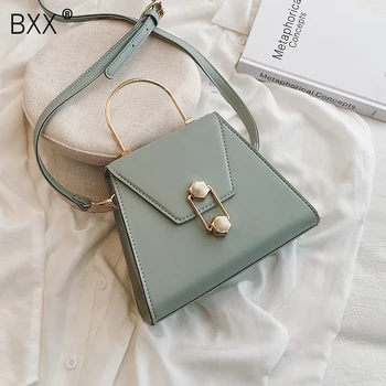 

[BXX] Solid Color PU Leather Bucket Bags For Women 2020 Design Shoulder Messenger Crossbody Handbags Female Travel Bag HM156