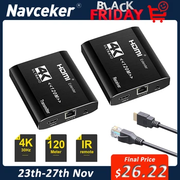 

2020 Best 4K HDMI Extender Transmitter Receiver Over Cat5e/Cat6 RJ45 Ports HDMI Extender Loop 120m HDMI Extender IR For PS4 HDTV