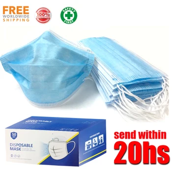 

50Pcs/Box Disposable Hygiene mouth Mask 3 ply layer Filter Masks Anti Dust PM 2.5 face Masks
