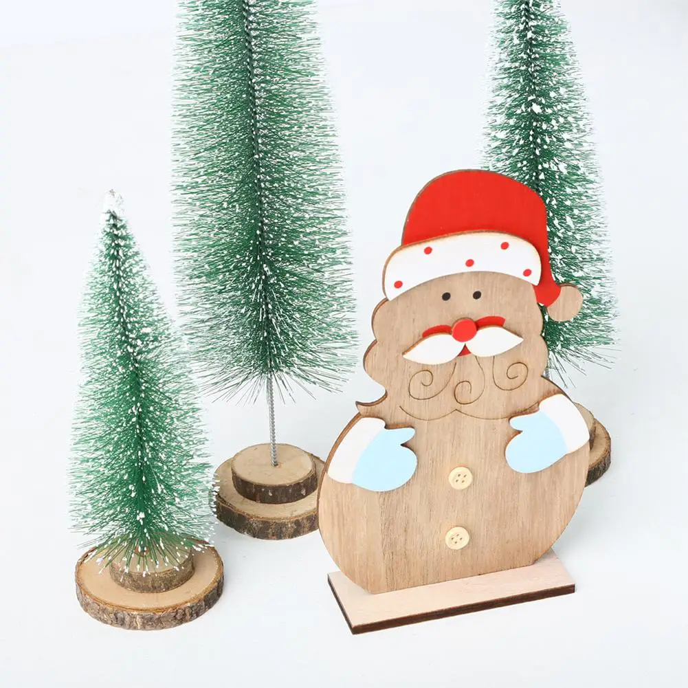 

AsyPets Christmas Wooden Color Painting Santa Claus Ornament Home Desktop Living Room Decoration