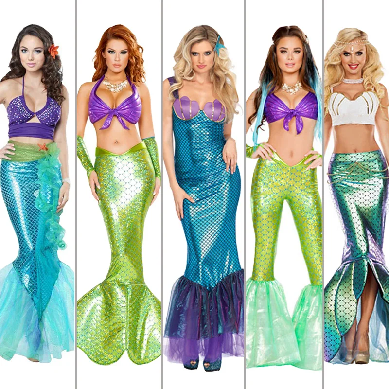 Disfraz de sirena para mujer, disfraces de cuento hadas para adultos, trajes de sirenas sexys para fiesta de Halloween, vestidos de sirena de lujo 2021|Disfraces de películas y TV| - AliExpress