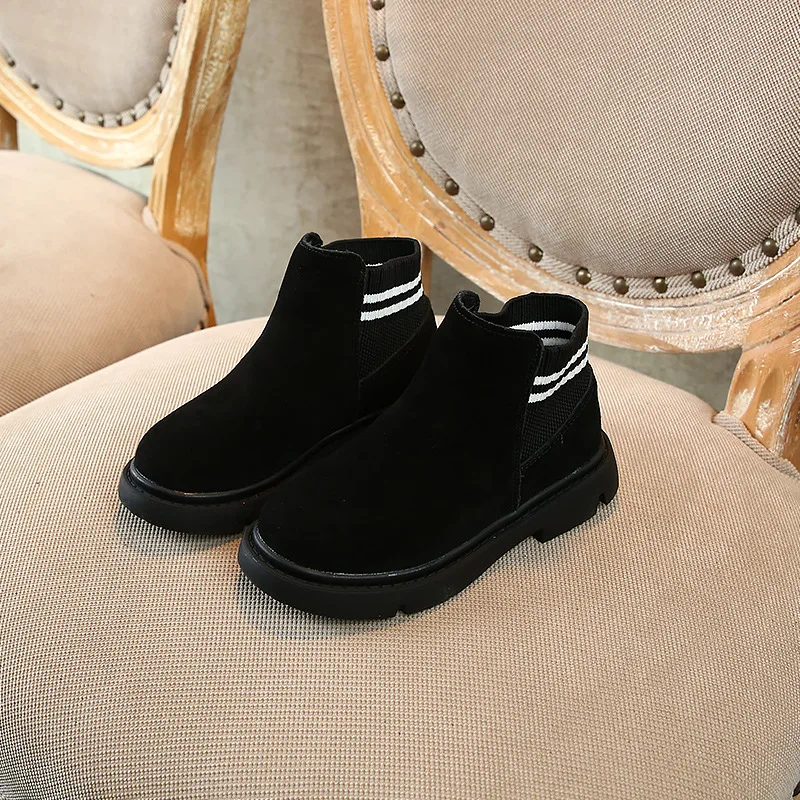 Comfortable Girls Shoes Genuine Leather Martin Boots Autumn Winter Boys Shoes Suede Children Boots Solid Color Slip Kids Boots