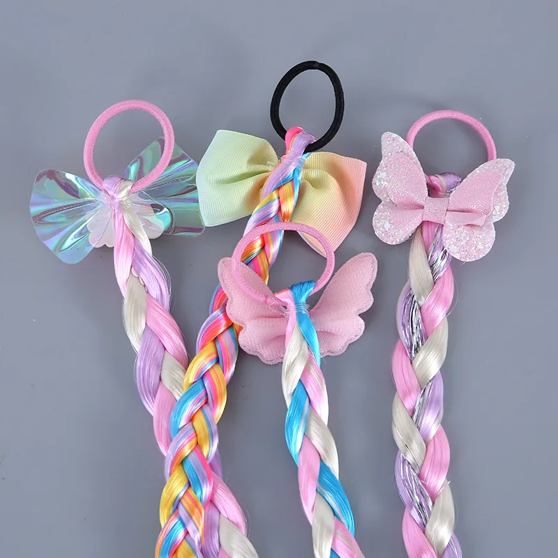 Princess Wig Hair Ropes Cute Girls Princess Twist Braid Elastic Hair Bands Ponytail Headwear Elsa Unicorn Kids Hair Accessories born baby accessories	