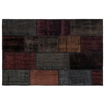 

Handmade Black Vintage Overdyed Patchwork Area Rug 122x185 Cm-4'0''X6'1''