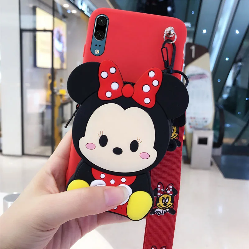Милый 3D мультфильм Минни на молнии кошелек чехол для телефона для iPhone 11 Pro Max X XR XS Max 8 7 6 6S Plus силиконовый чехол s для HUAWEI P20 P30 - Цвет: red
