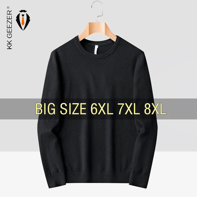 Jersey de punto con cuello redondo para hombre, Jersey informal, ajustado, cálido, Estilo Vintage, talla grande 5XL, 6XL, 7XL, 8XL, otoño e invierno, 2021