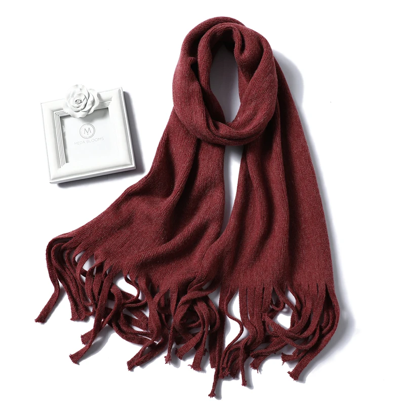 Winter Scarf for Women Fashion Solid Cashmere Scarves Neck Warm Soft Long Size knitted Men's Scarfs Female Foulard Shawls