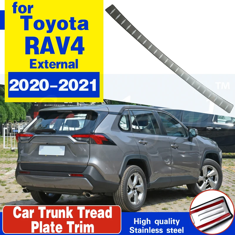 Car-styling Ultra thin stainless steel car Rear Bumper external Protector Sill Trunk Tread Plate Trim for Toyota RAV4 2020 2021 |