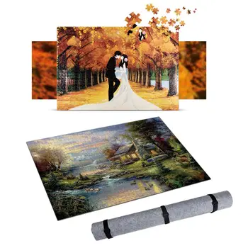 

Besegad 1500 Pieces Portable Playmat Puzzle Blanket Jigsaw Puzzles Saver Roll Felt Mat Playmat Travel Storage Bag Accessories