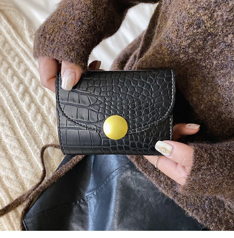 BXX Sac / Autumn And Winter Retro Crocodile Pattern Joker Solid Color Fashion Casual Tri-fold Use Wallet ZF224