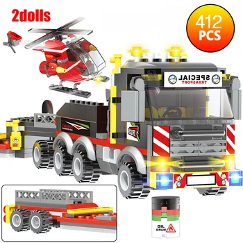 

411PCS Compatible City Helicopter Heavy Cargo Transport Building Blocks Truck Car Bricks Toys for Children