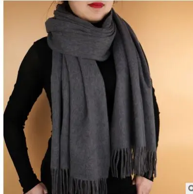 Шарф из овечьей шерсти для женщин, шерстяная Пашмина бандана, зимний весенний длинный женский шарф, шали для женщин - Цвет: Carbon gray
