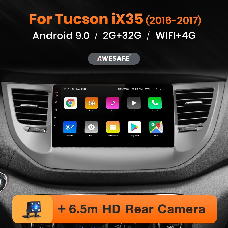Автомагнитола AWESAFE PX9 для Hyundai Tucson 3 iX35 2016 2017 мультимедийный видеоплеер с GPS 2din Android 9