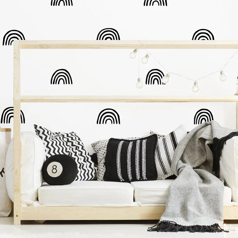 32Pcs Nordic Scandinavian Rainbow Wall Sticker Kids Room Nursery Rainbow Sky Wall Decal Bedroom Vinyl Decor (1)