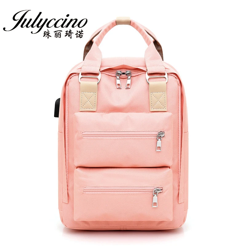 

JULYCCINO Solid Color Women Backpack for Teenage Girls Multi Pocket Travel Backpack for Female School Bag USB Laptop Backpacks