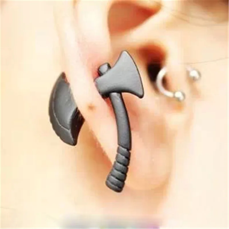 

1Pcs Halloween Gothic Punk Stereo Axe Stud Earrings For Women Men Hip Hop Personality Unisex Black Tools Ax Hatchet Earings