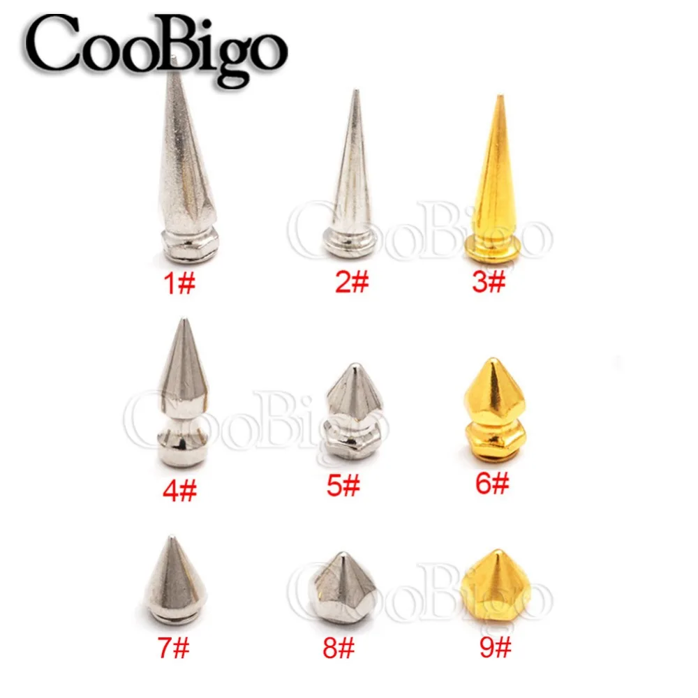 20set Cone Studs Screwback Spikes Rivet Punk 8mm~33.5mm Garment Rivets For Clothes Bag Shoes Leather DIY Craft Accessories