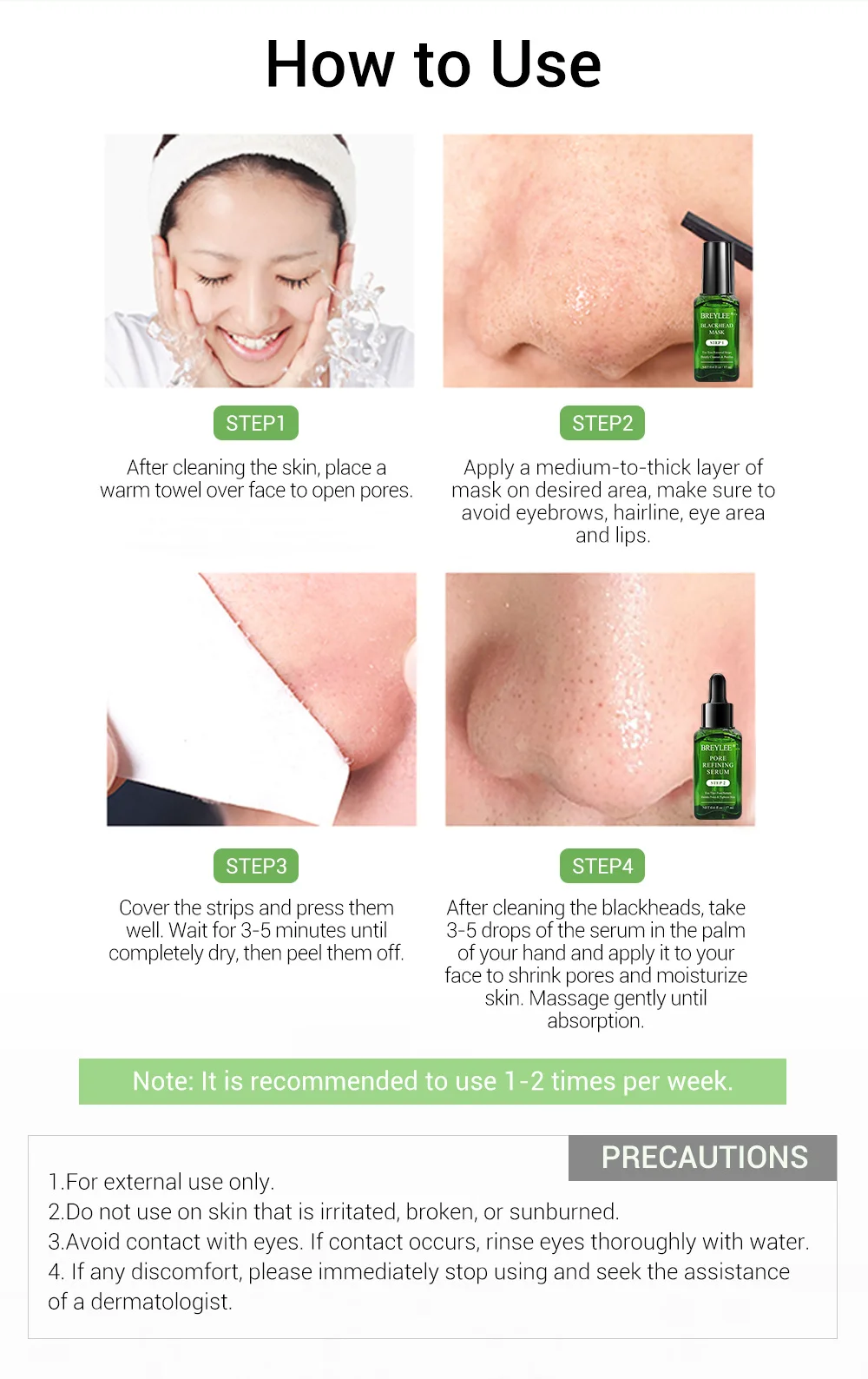 Blackhead Remover Peel Off Nose Mask Face Serum For Anti Acne Treatment Black Head Removal Pore Refining Serum Shrinks Pore Kit 007
