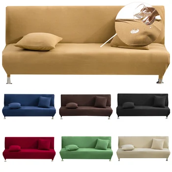 

Thickened Fabric Sofa Bed Cover Solid Color S/M/L Size folding sofa bed covers stretch Armless cover spandex for living room