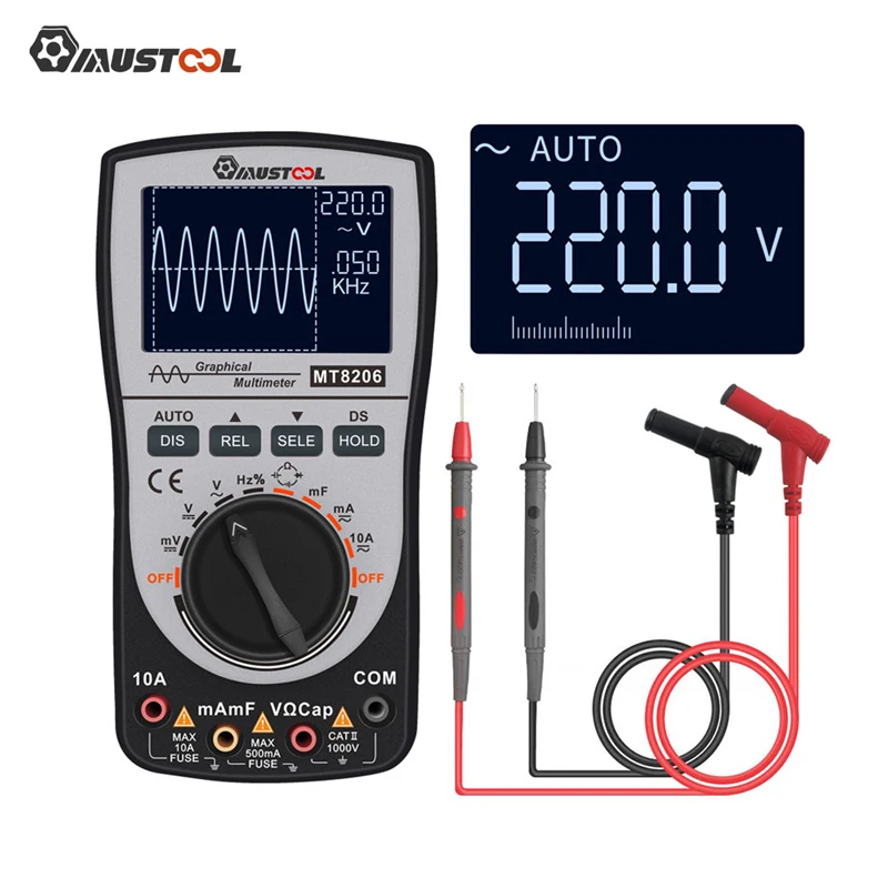 2 in 1 Intelligent Digital Oscilloscope Multimeter with Analog Bar Graph 20KHZ