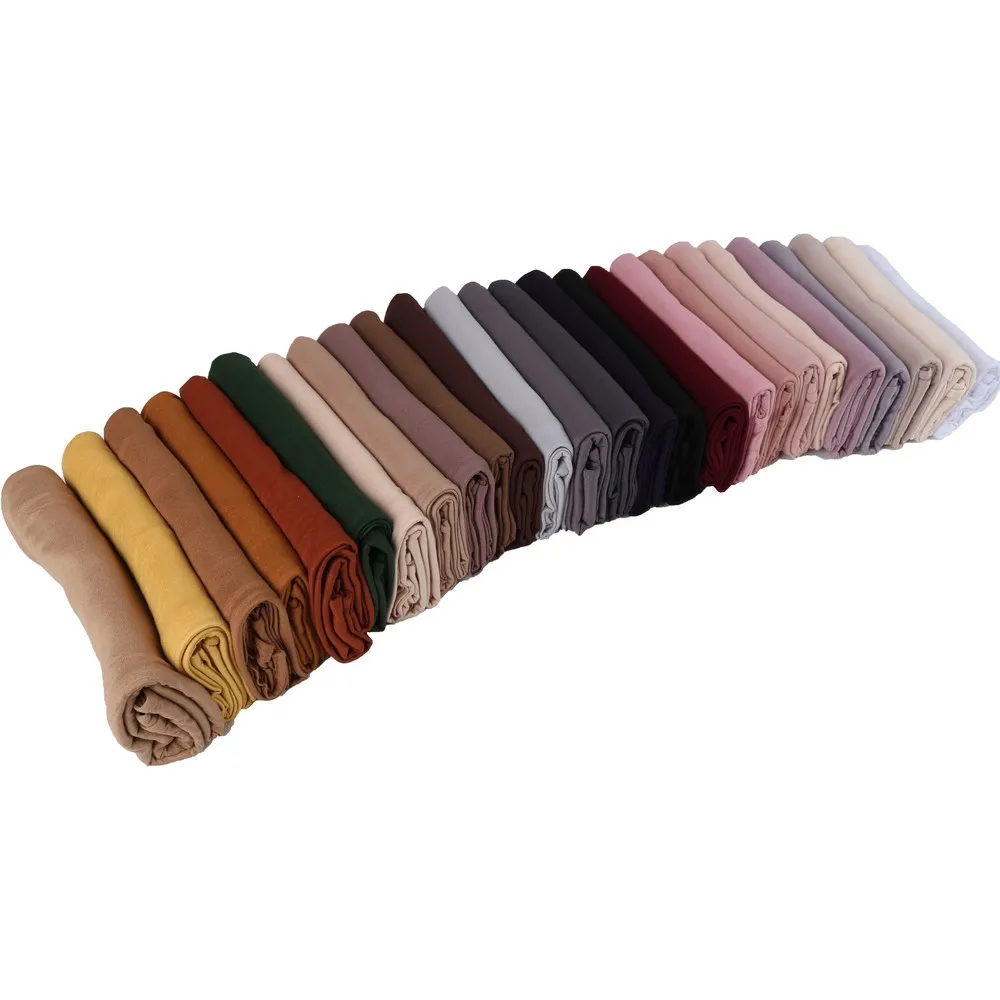 Muslim Women Premium Instant Cotton Jersey Hijab Scarf Jersey Hijabs Scarves With Hoop Pinless HeadScarves 53 colors