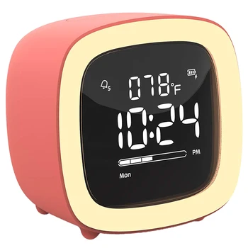 

Cute-TV Night Light Alarm Clock for Kids, Girls, Teens, Bedroom, Bedside, Desk, Digital Alarm Clock with Rechargeable Battery, S