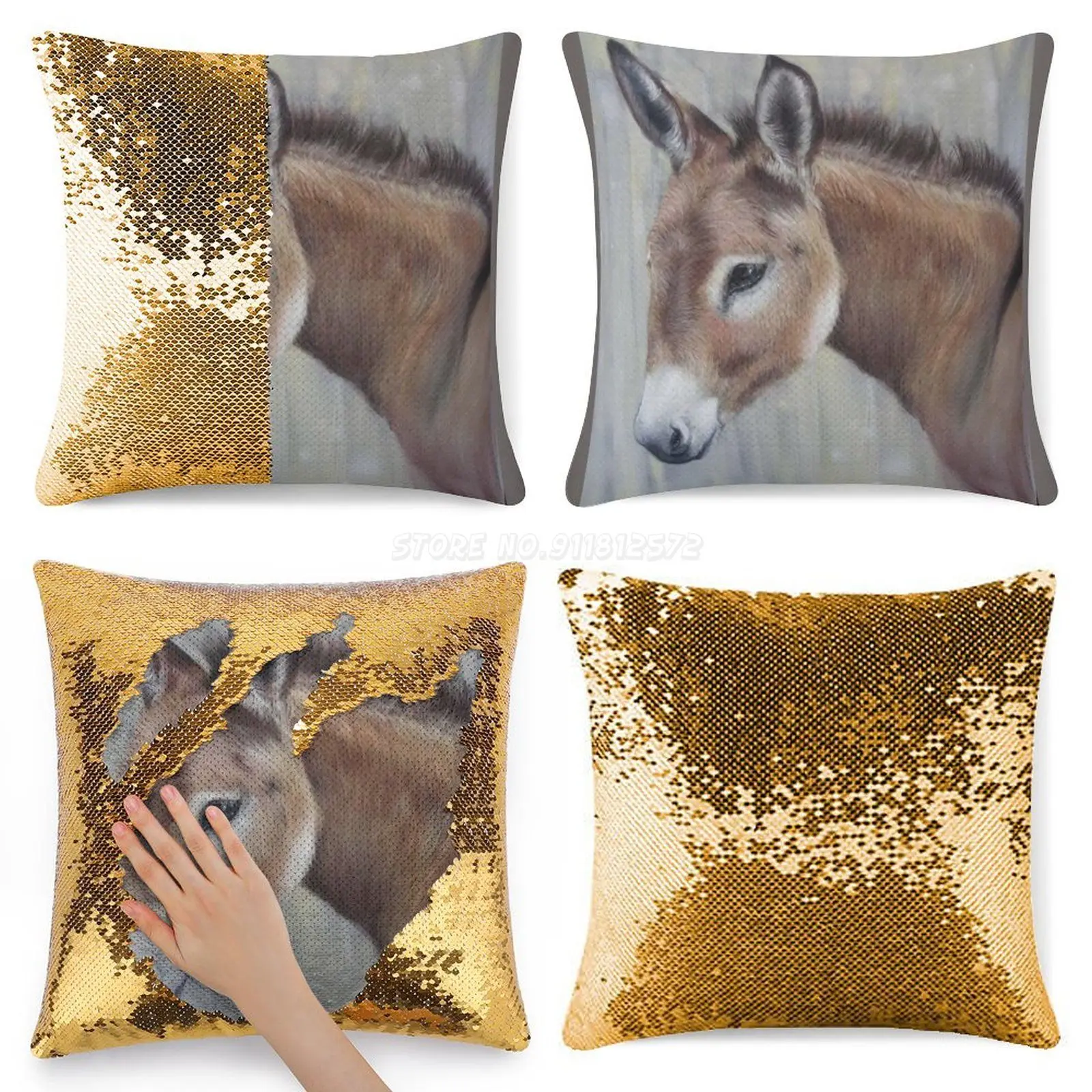 Наволочка с блестками Donkey Love домашний декор для кафе меняющая цвет подушка в виде