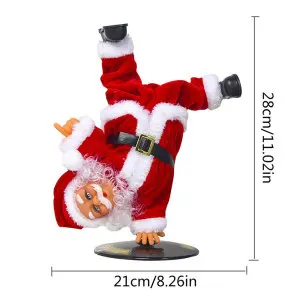 Christmas Decorations Electric Handstand Street Dancing Santa Claus Doll with Music Children's Toys Ornaments