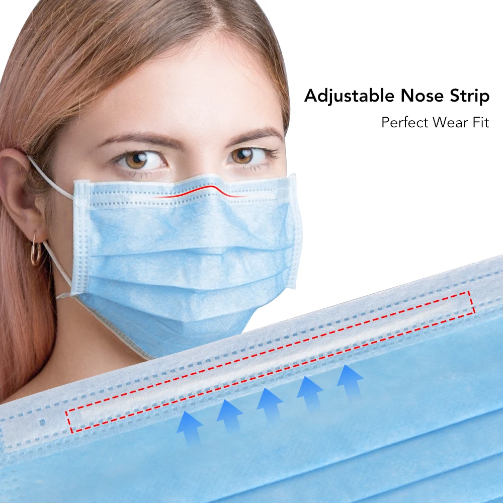 

50PCS Fast Shipping Disposable Face Masks 3 Layers Safety Sealed Pack Efficient Anti Haze Prevent Droplet Waterproof Mask
