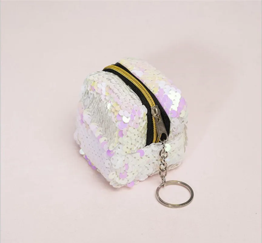 Pink Модный Женский Детский кошелек с блестками для монет, кошелек для девочек на молнии, клатч для монет, наушники, посылка, сумочка - Цвет: Pink