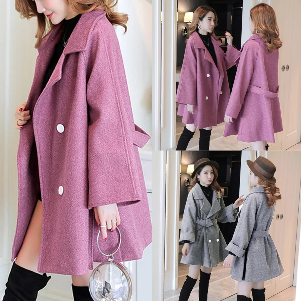 Abrigos mujer invierno зимнее пальто для женщин, Офисная однотонная зимняя офисная шерстяная куртка с длинным рукавом и пуговицами, пальто chaqueta