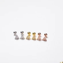 Серьги из стерлингового серебра 925 пробы, простые треугольные маленькие циркониевые серьги-гвоздики, милые, милые, персональные, для ушей, для ногтей, для девушек, серьги-гвоздики