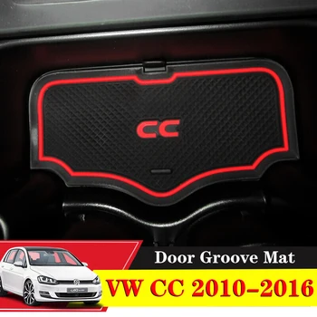 

5PCS Car Inner Gate Slot Pad Non-slip Cup Mats Anti Slip Door Groove Mat Interior Styling For VW CC 2010 - 2016 2015 2014 2013