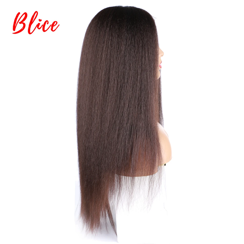Blice синтетические волосы для наращивания 4*4 закрытие парик кудрявый прямой натуральный черный цвет Канекалон термостойкие парики для ежедневного использования
