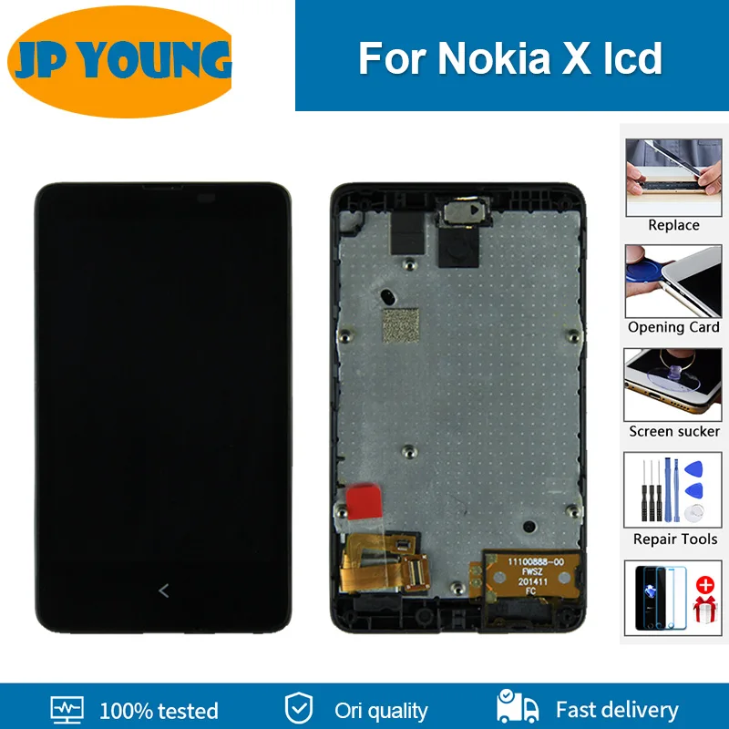 100% Testato Originale Per Nokia X Lcd Con Display Touch Screen Digitizer Assembly Sostituzione Per Display Lcd Nokia X