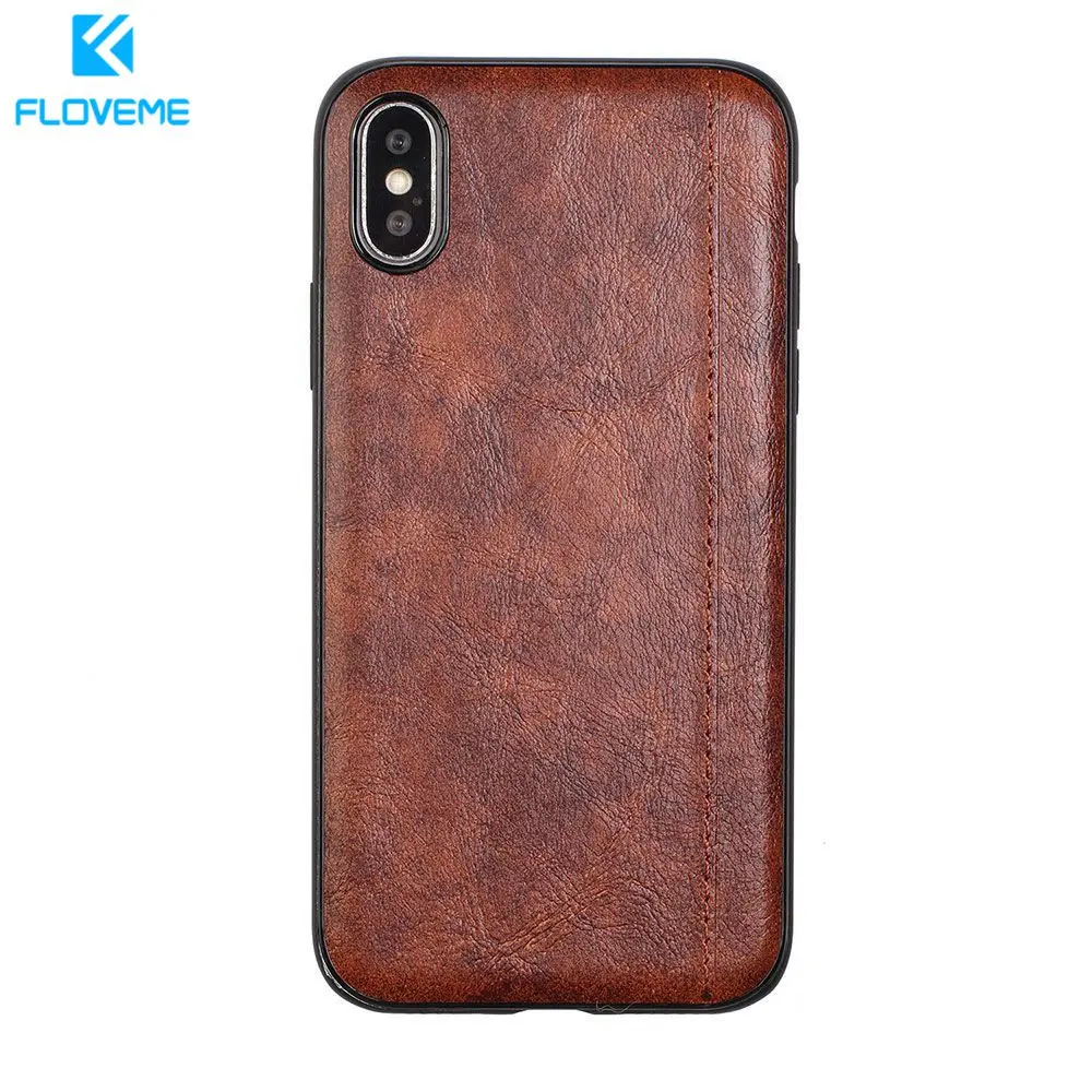 Кожаный чехол книжка FLOVEME в стиле ретро для iPhone 7 8 6 6S XS MAX X XR Plus Plus case for sony | Бамперы -1821477641