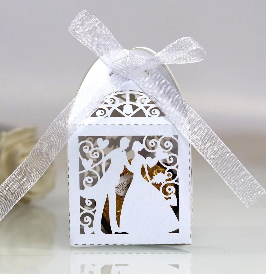 25pcs Wedding Bride Bridegroom Boutique Gift Box for Guest Favors Packaging Party Valentine's Day Gifts Wrapping Boxes Wholesale