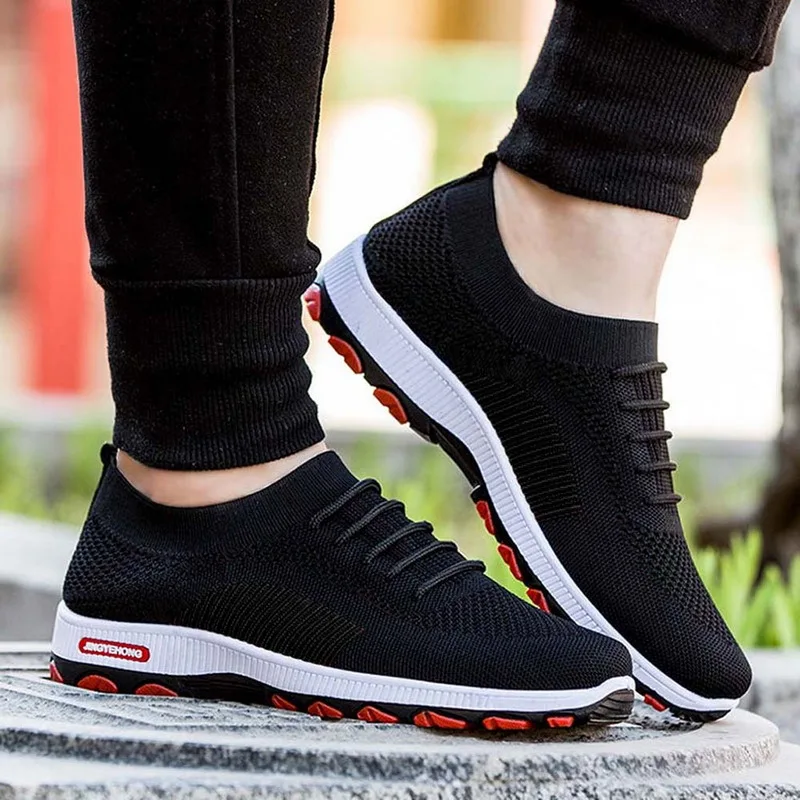 

HEFLASHOR Vulcanized Shoes Male Sneakers 2020 Fashion Summer Air Mesh Breathable Wedges Sneakers For Men Plus Size buty meskie