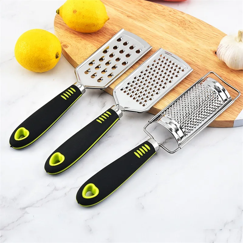 QueenTime 3pcs Stainless Steel Handheld Grater Set For Cheese Garlic Multi Purpose Kitchen Food